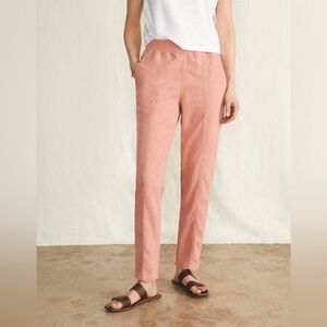 Faherty Arlie Tapered Leg Linen Blend Pull-On Pant Faded Flag Small Slim Fit Red